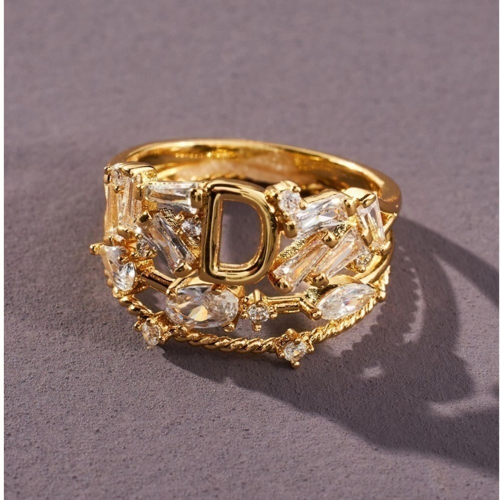 Anthropologie Stackable D Monogram Ring Set. NEW - Picture 5 of 5